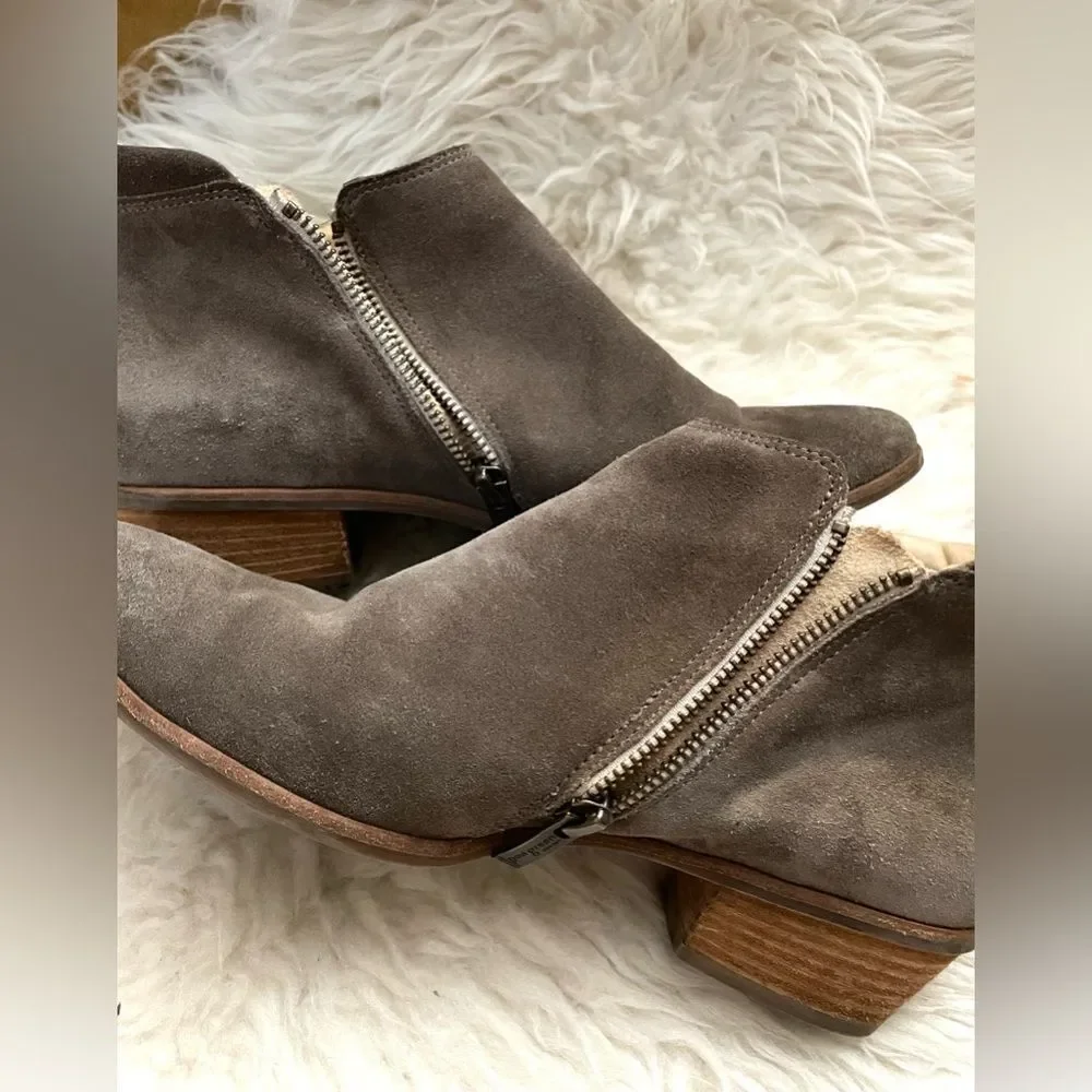 Paul Green taupe suede zipper ankle boots 8